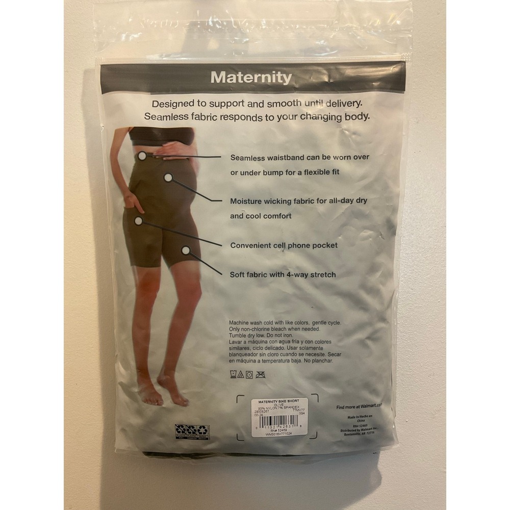 Maternity Bike Shorts Cell Phone Pocket Olive Green Size Small TIME and TRU  NWT - Picture 3 of 6